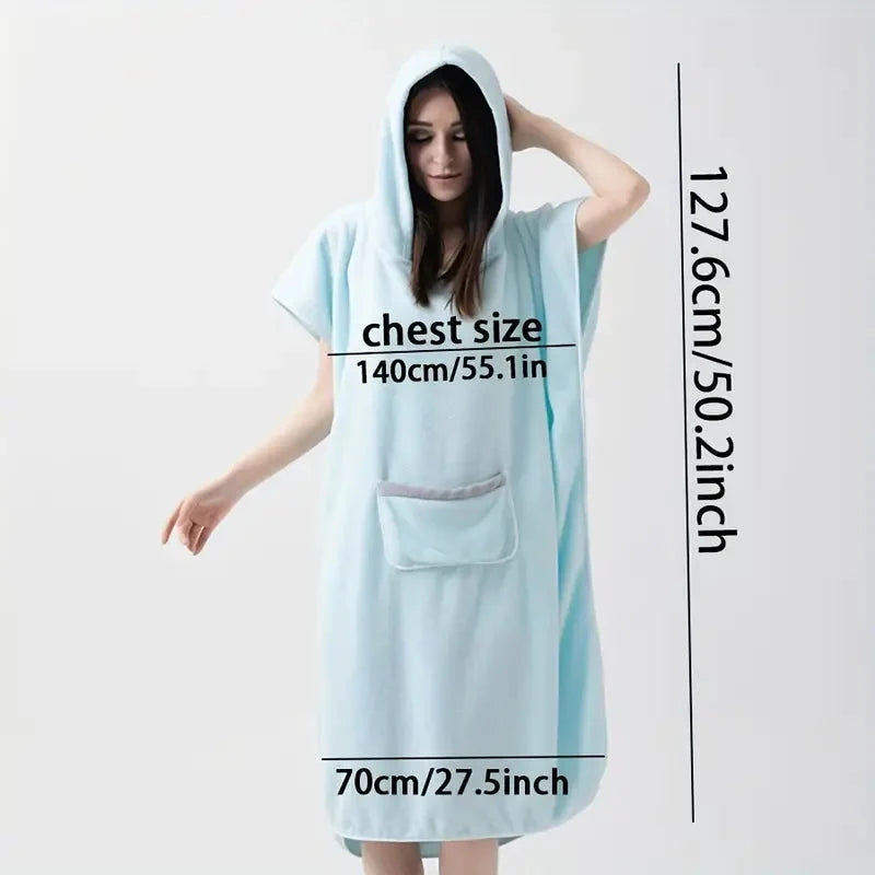 Poncho de forro polar ultrablando con capucha – Bata de baño unisex de secado rápido para spa y playa