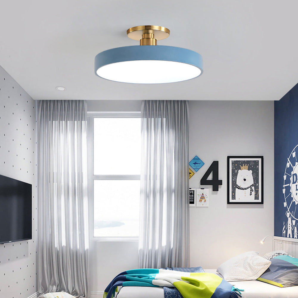 Lámpara de Techo Redonda Flush | Moderno Artefacto LED | Brillo Suave | Metal y Acrílico