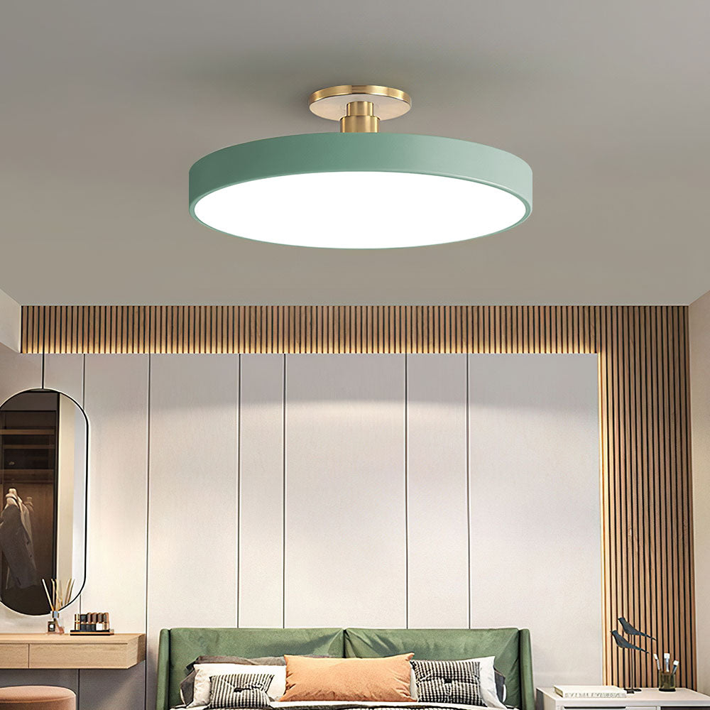 Lámpara de Techo Redonda Flush | Moderno Artefacto LED | Brillo Suave | Metal y Acrílico