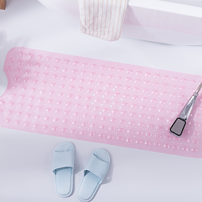 Alfombrilla Antideslizante 101x40 cm con Ventosas para Ducha y Baño, Alfombra de Seguridad, Drenaje de Agua, Higiénica, Extra Larga para Baño
