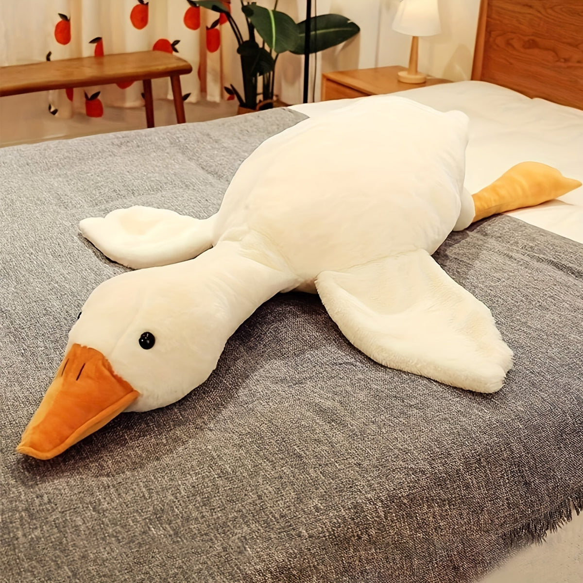 Juguete de Peluche de Pato Blanco Suave - Gran Almohada de Cisne o Ganso, Alfombra de Piso Esponjosa para Habitaciones Infantiles y Decoración del Hogar