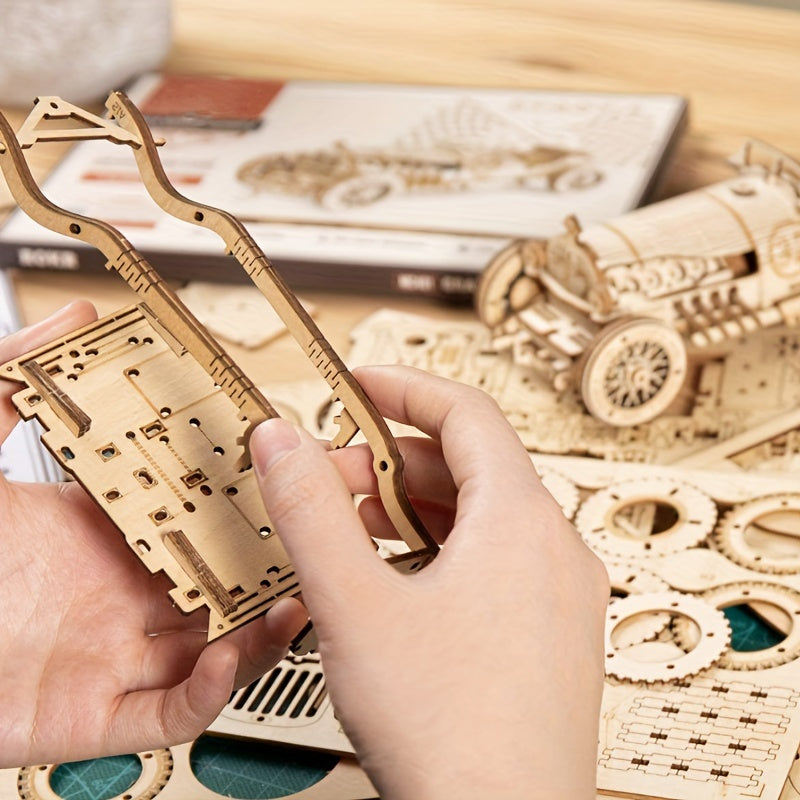 Rompecabezas de Madera Vintage 3D – Modelo Mecánico con Engranajes y Diseño Detallado