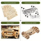 Rompecabezas de Madera Vintage 3D – Modelo Mecánico con Engranajes y Diseño Detallado