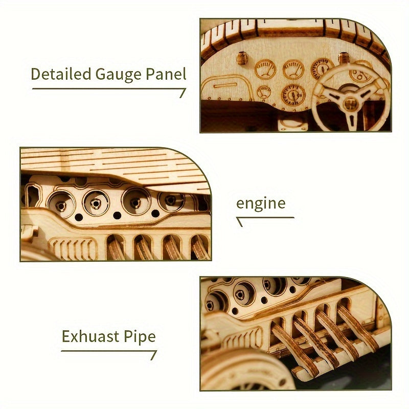Rompecabezas de Madera Vintage 3D – Modelo Mecánico con Engranajes y Diseño Detallado