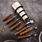 Conjunto de Medidas TimberScale – 8 Piezas en Roble y Acero Inoxidable para Hornear y Cocinar