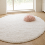 Alfombra Redonda Mezcla de Seda y Lana Tonos Neutros Hecha a Mano Alfombra de Lujo para Decoración de Sala de Estar y Dormitorio
