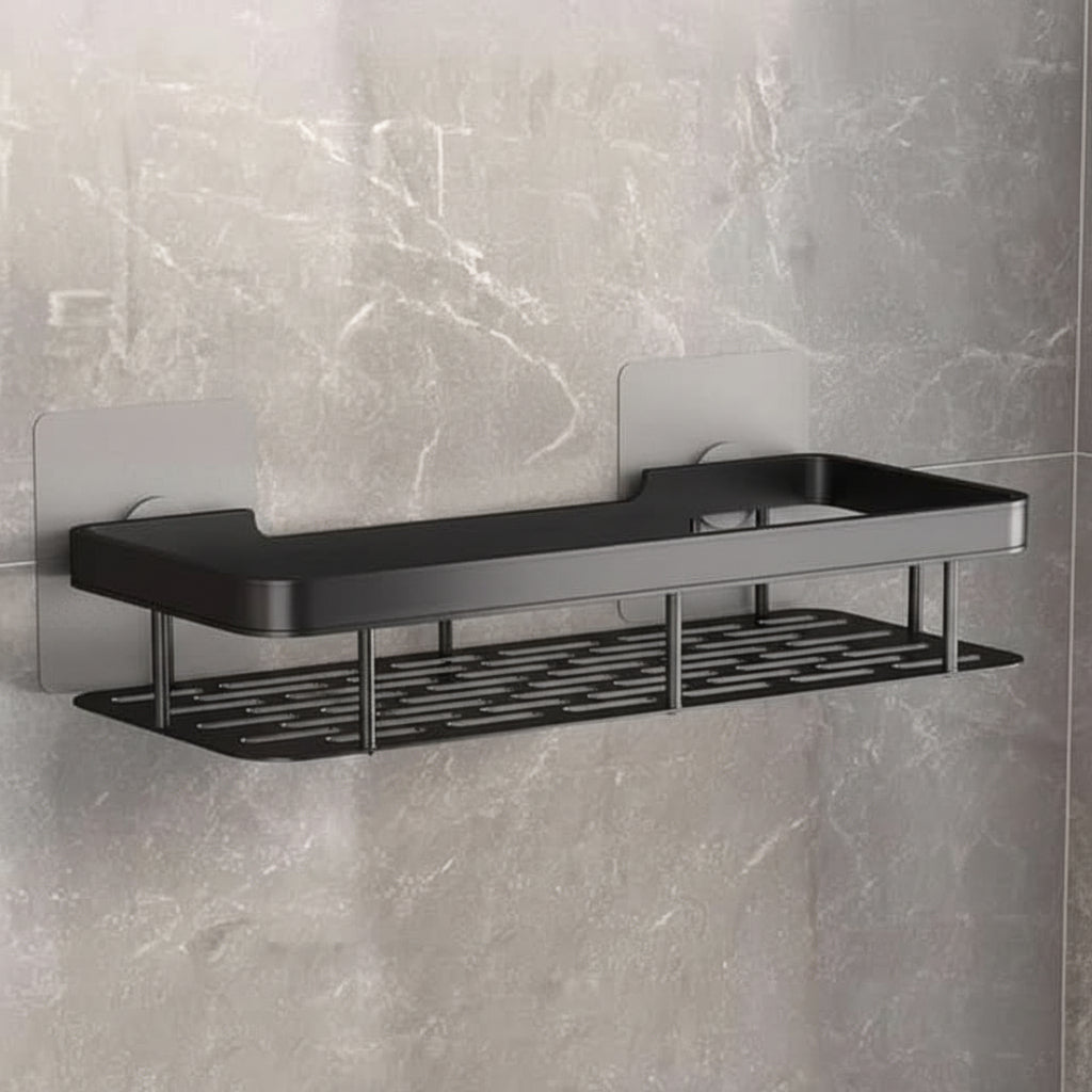 Estante de Baño Autoadhesivo Sin Taladrar ABS Acero Inoxidable Estante de Esquina Ducha Escandinavo Moderno