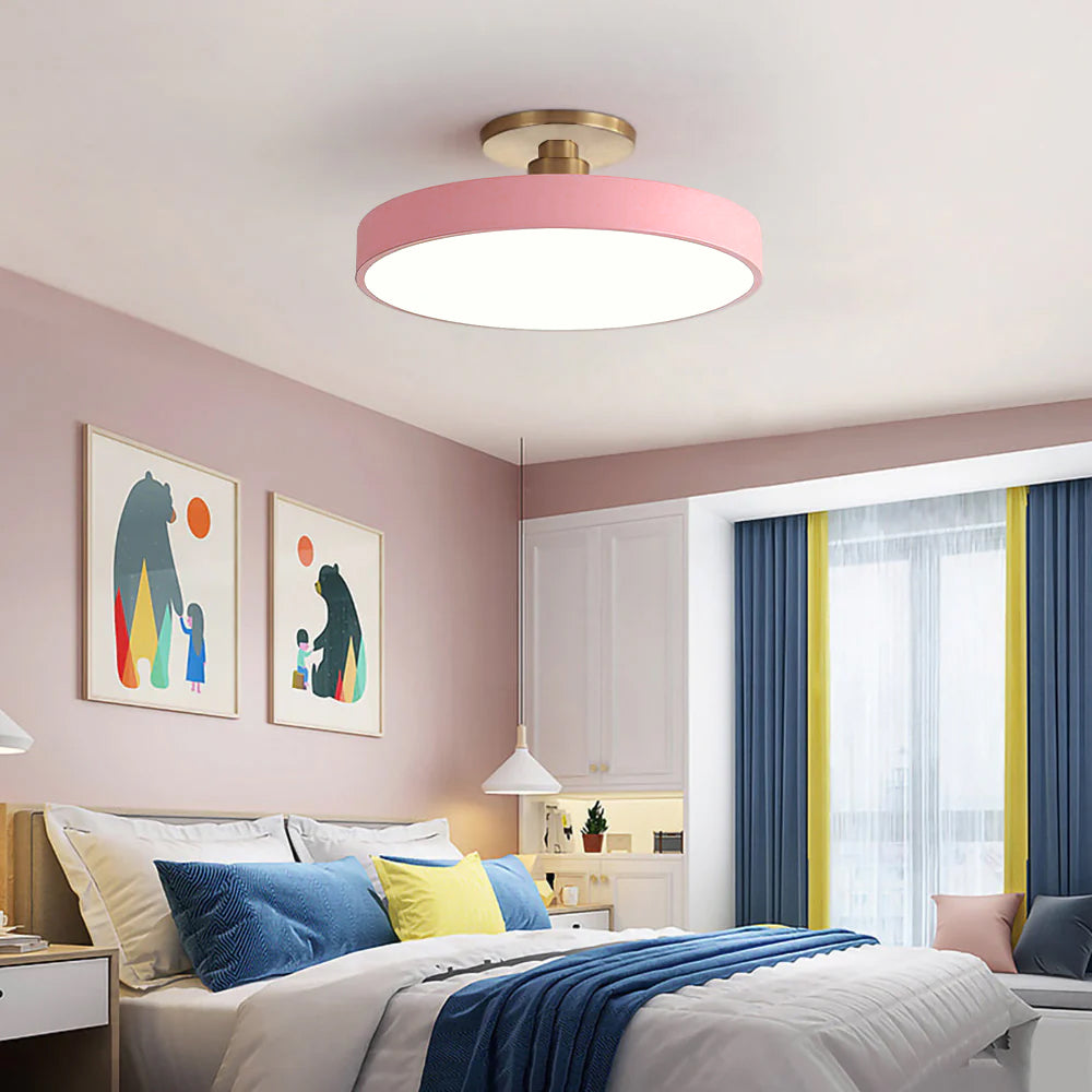 Lámpara de Techo Redonda Flush | Moderno Artefacto LED | Brillo Suave | Metal y Acrílico