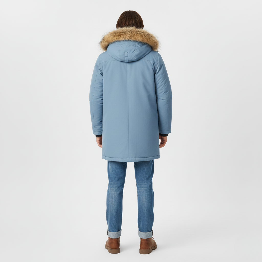Parka con capucha de piel
