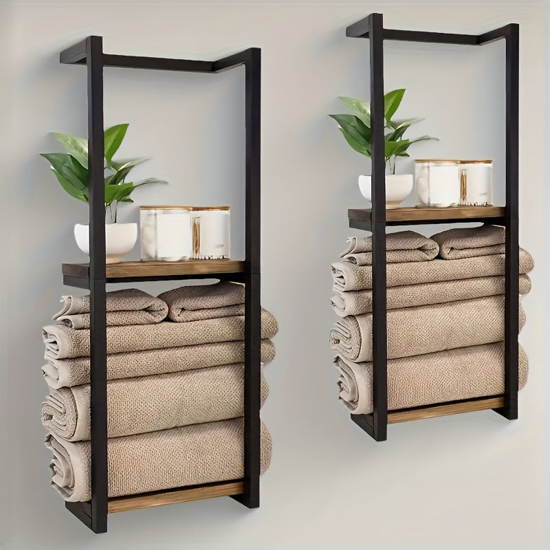 Soporte de Toallas Industrial con Estantes – Mueble de Pared Elegante y Funcional