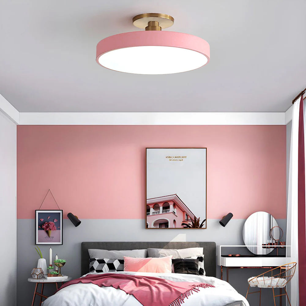 Lámpara de Techo Redonda Flush | Moderno Artefacto LED | Brillo Suave | Metal y Acrílico