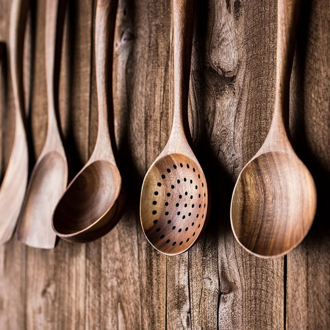 Juego de utensilios de cocina de nuez (5 piezas)