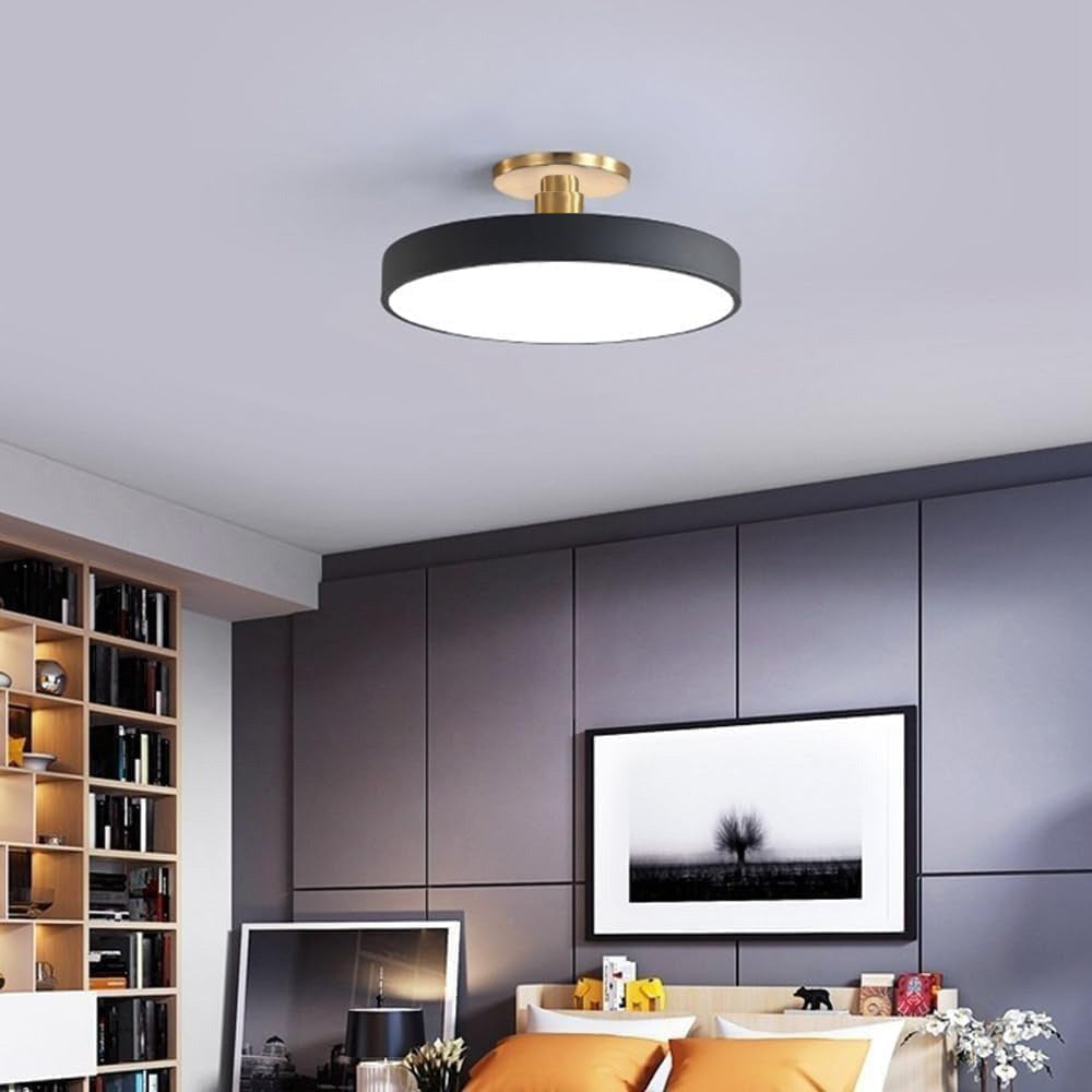 Lámpara de Techo Redonda Flush | Moderno Artefacto LED | Brillo Suave | Metal y Acrílico