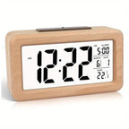 Reloj Despertador Digital de Madera – Pantalla LED con Temperatura y Fecha
