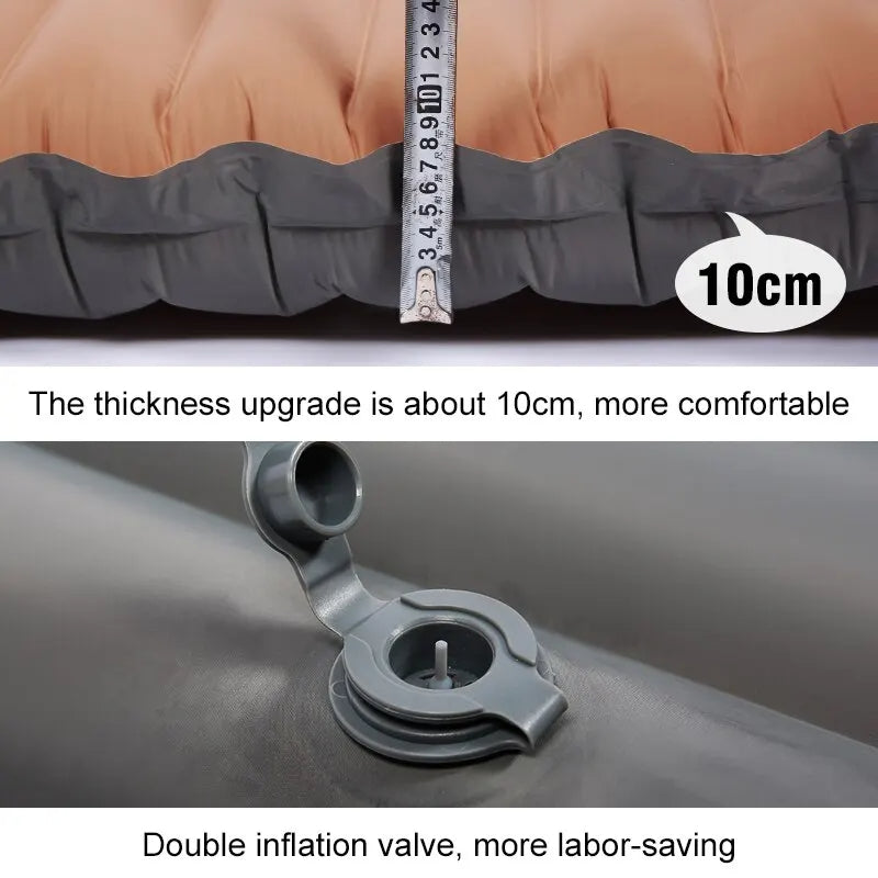 Colchón Inflable con Bomba de Aire Incorporada, 10cm, 3.0-3.2 R-valor, Doble Capa