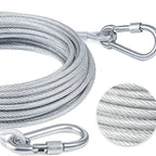 Correa de Perro de Acero 3mm Resistente a la Masticación 3-15m Correa de Jardín para Exterior con Mosquetones