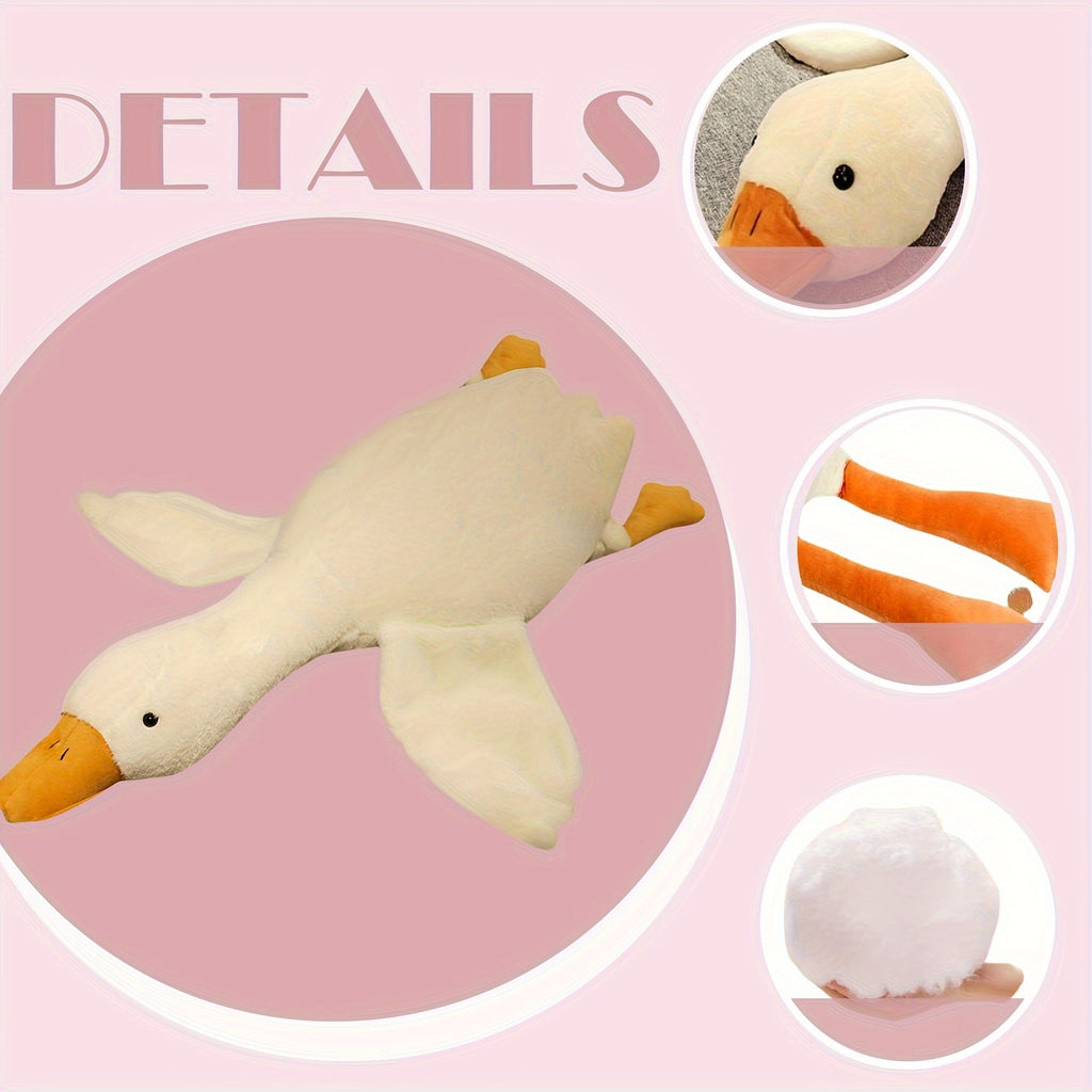 Juguete de Peluche de Pato Blanco Suave - Gran Almohada de Cisne o Ganso, Alfombra de Piso Esponjosa para Habitaciones Infantiles y Decoración del Hogar