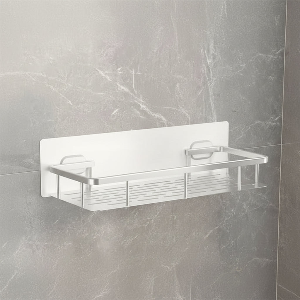 Estante de Baño Autoadhesivo Sin Taladrar ABS Acero Inoxidable Estante de Esquina Ducha Escandinavo Moderno