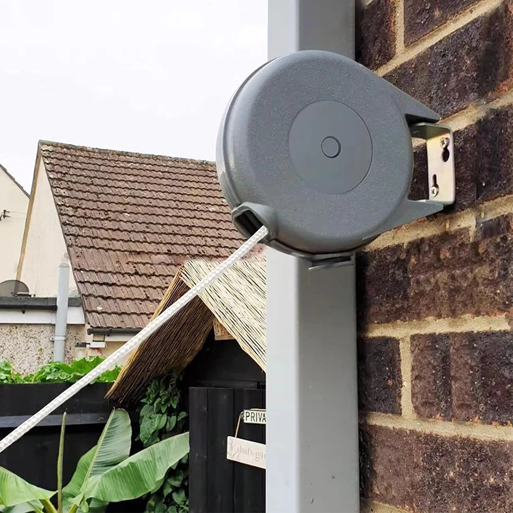 Línea de Secado Exterior Retráctil de 12M – Uso Intensivo, Longitud Ajustable, Fácil de Instalar