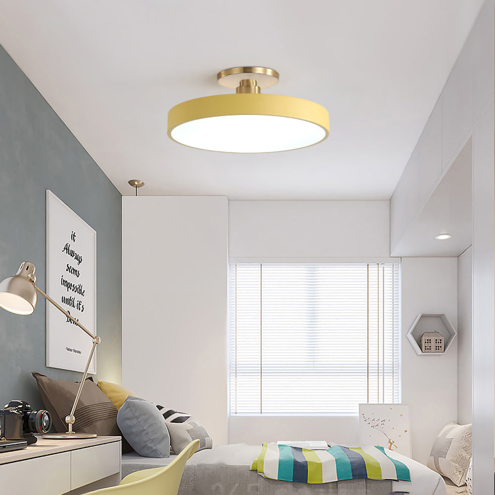 Lámpara de Techo Redonda Flush | Moderno Artefacto LED | Brillo Suave | Metal y Acrílico