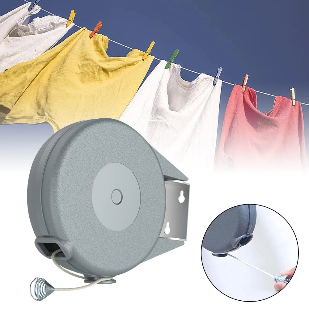 Línea de Secado Exterior Retráctil de 12M – Uso Intensivo, Longitud Ajustable, Fácil de Instalar