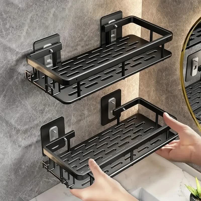 Estante de Baño Autoadhesivo Sin Taladrar ABS Acero Inoxidable Estante de Esquina Ducha Escandinavo Moderno