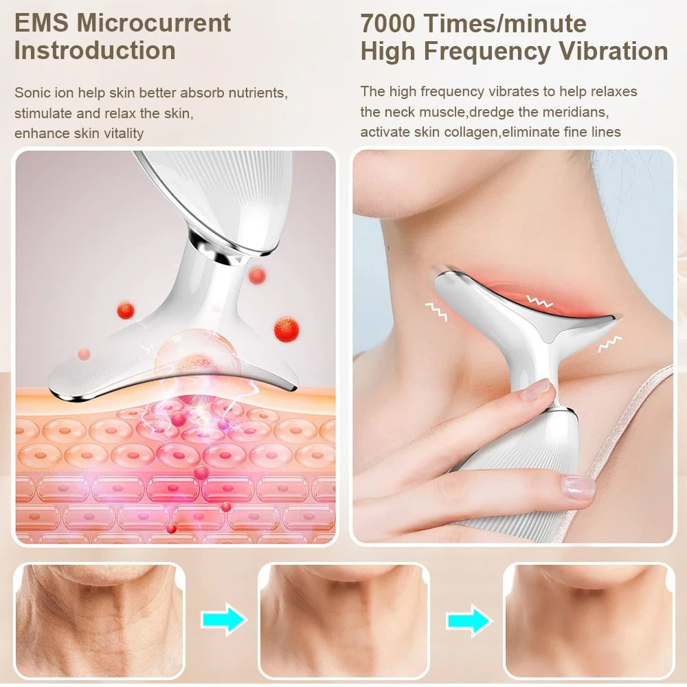 7-en-1 EMS Aparato de Masaje Facial y de Cuello - Unidad de Reafirmación y Lifting