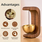 Órgano de Viento Magnético de Madera con Elemento de Cuenco Sonoro Colgante Diseño Escandinavo