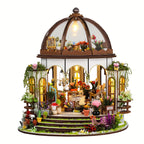 Miniatura Casa de Flores – Rompecabezas 3D de Madera con Iluminación LED y Jardín Detallado