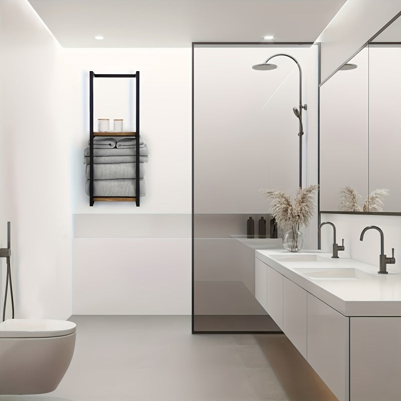 Soporte de Toallas Industrial con Estantes – Mueble de Pared Elegante y Funcional