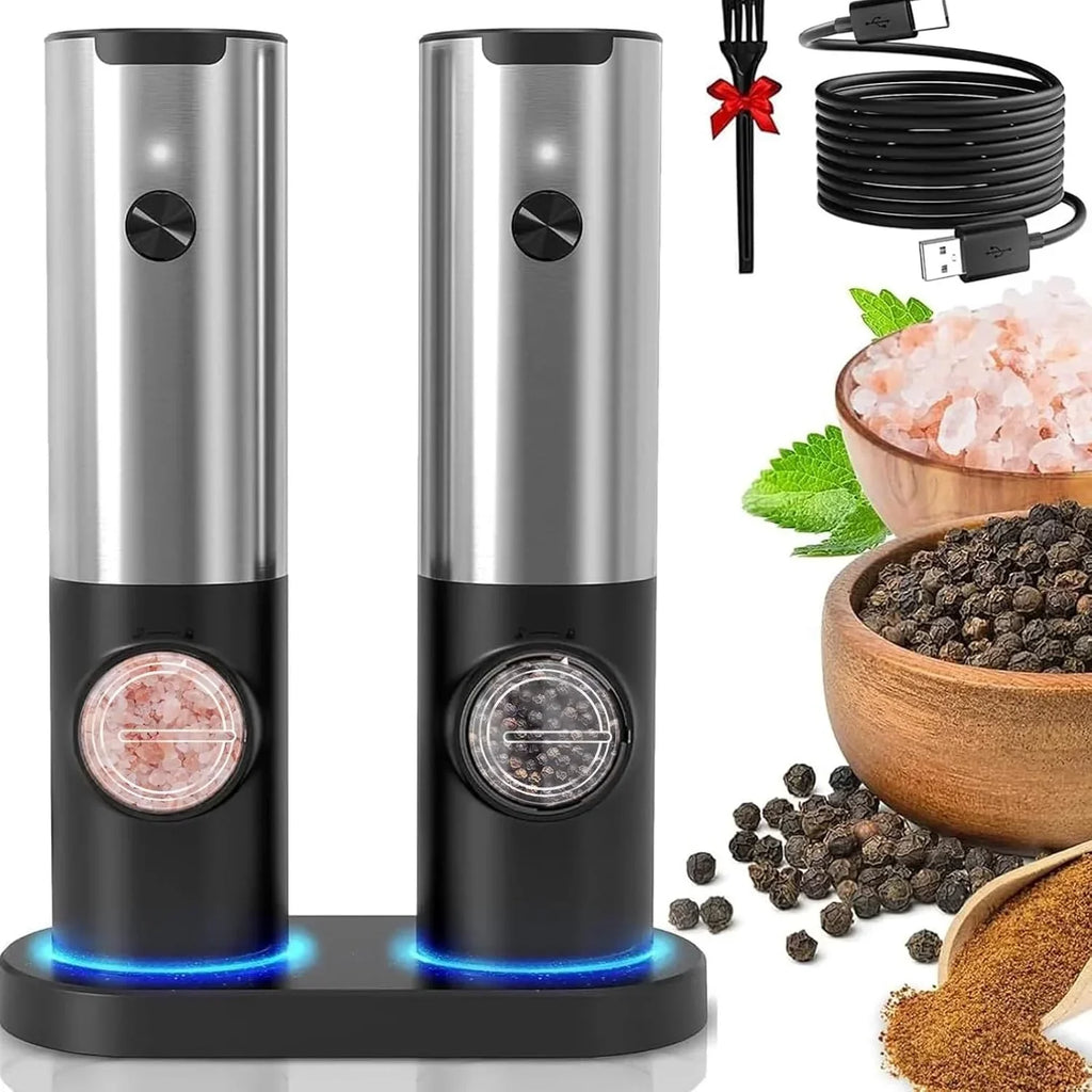 Molino de sal y pimienta eléctrico elegante con batería
