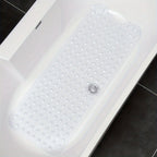 Alfombrilla Antideslizante 101x40 cm con Ventosas para Ducha y Baño, Alfombra de Seguridad, Drenaje de Agua, Higiénica, Extra Larga para Baño