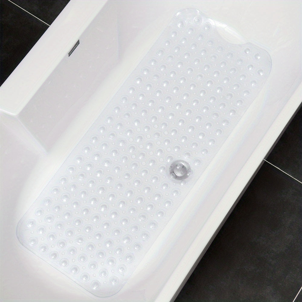 Alfombrilla Antideslizante 101x40 cm con Ventosas para Ducha y Baño, Alfombra de Seguridad, Drenaje de Agua, Higiénica, Extra Larga para Baño