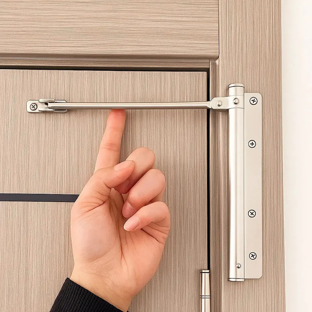 Cerradura Automática de Puerta de Acero Inoxidable 4 Modos de Velocidad 18,5x17,5cm Cierre Suave para Puertas de Sala de Estar Dormitorio Oficina Izquierda Derecha Universal