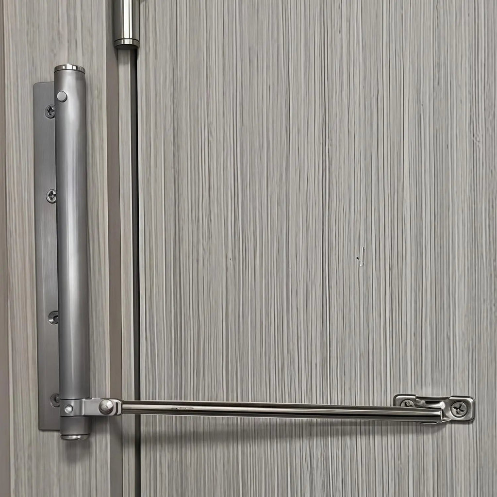Cerradura Automática de Puerta de Acero Inoxidable 4 Modos de Velocidad 18,5x17,5cm Cierre Suave para Puertas de Sala de Estar Dormitorio Oficina Izquierda Derecha Universal