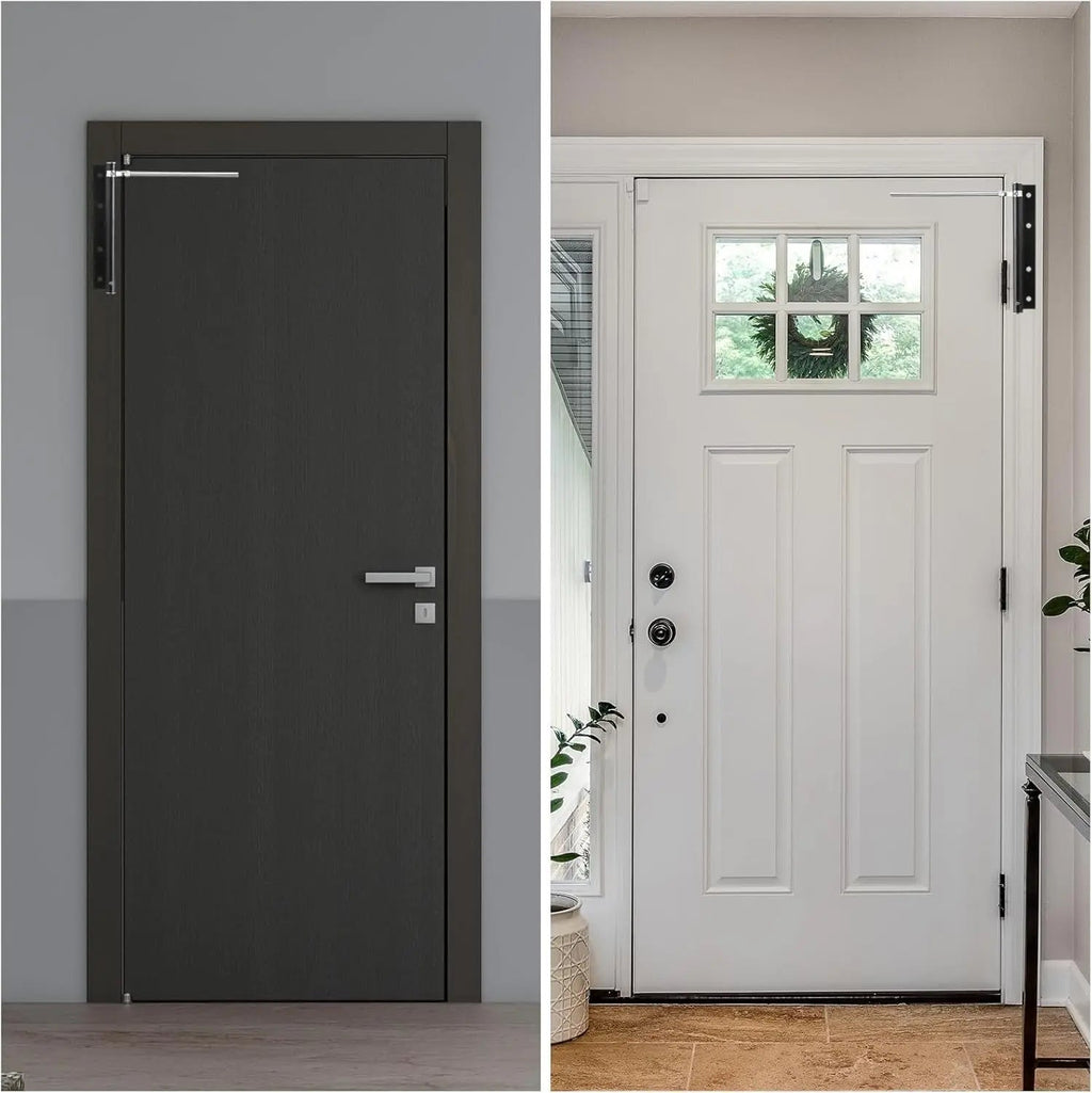 Cerradura Automática de Puerta de Acero Inoxidable 4 Modos de Velocidad 18,5x17,5cm Cierre Suave para Puertas de Sala de Estar Dormitorio Oficina Izquierda Derecha Universal