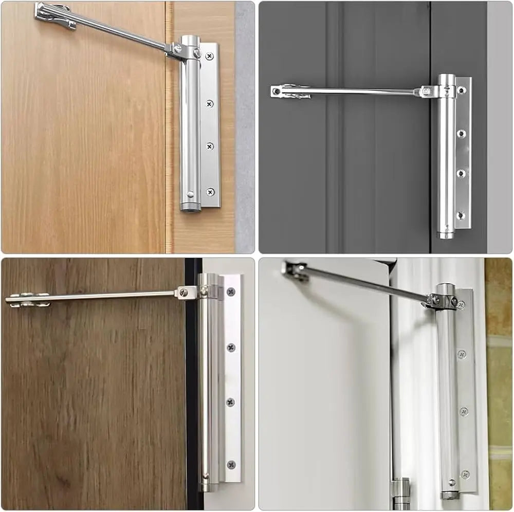 Cerradura Automática de Puerta de Acero Inoxidable 4 Modos de Velocidad 18,5x17,5cm Cierre Suave para Puertas de Sala de Estar Dormitorio Oficina Izquierda Derecha Universal