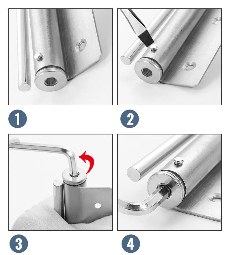 Cerradura Automática de Puerta de Acero Inoxidable 4 Modos de Velocidad 18,5x17,5cm Cierre Suave para Puertas de Sala de Estar Dormitorio Oficina Izquierda Derecha Universal