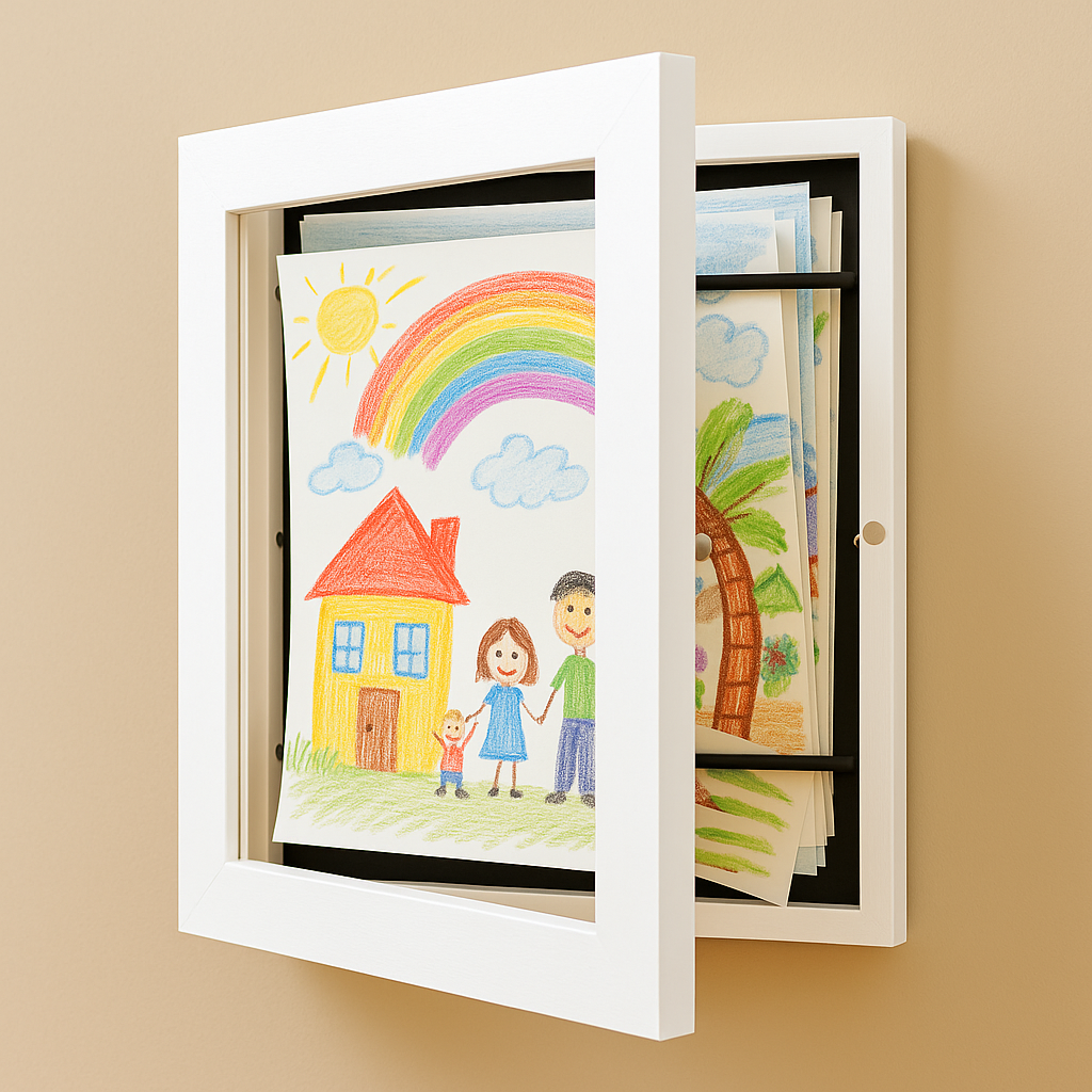 Lista de Cambio de Arte Infantil A4 A3 con Capacidad de Almacenamiento para 150 Dibujos Marco de Madera Plegable para Habitación Infantil Sala de Estar