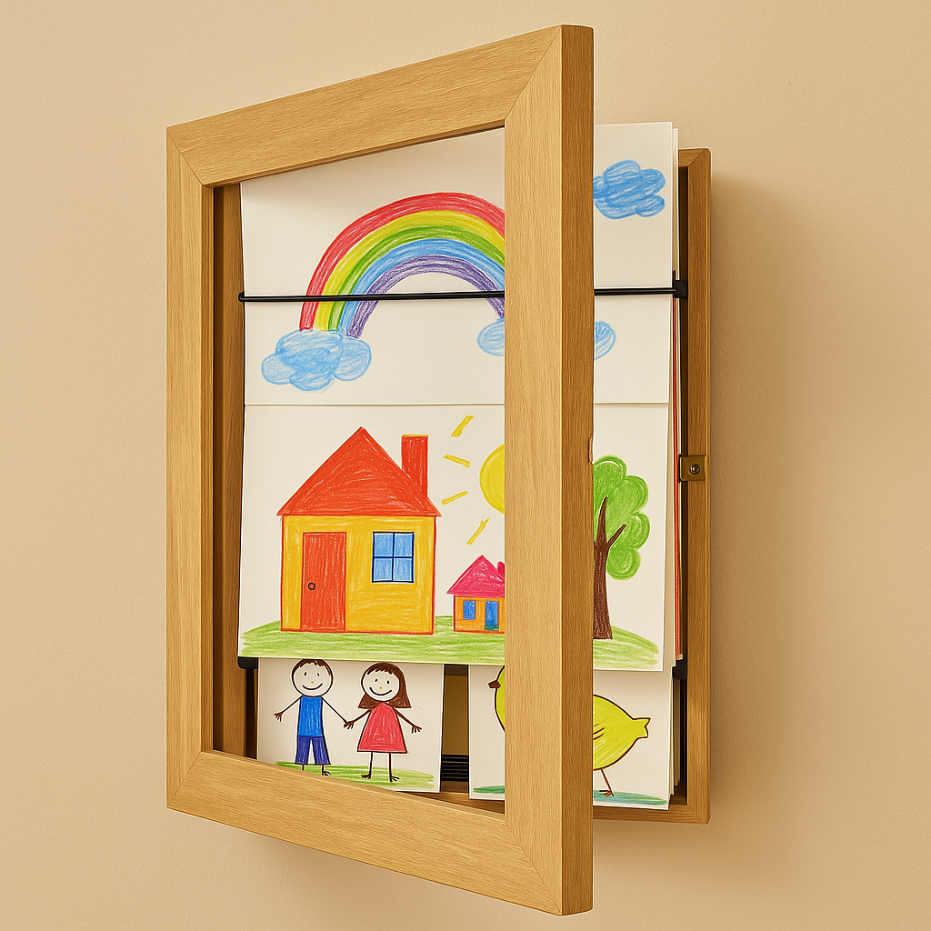 Lista de Cambio de Arte Infantil A4 A3 con Capacidad de Almacenamiento para 150 Dibujos Marco de Madera Plegable para Habitación Infantil Sala de Estar
