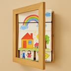 Lista de Cambio de Arte Infantil A4 A3 con Capacidad de Almacenamiento para 150 Dibujos Marco de Madera Plegable para Habitación Infantil Sala de Estar