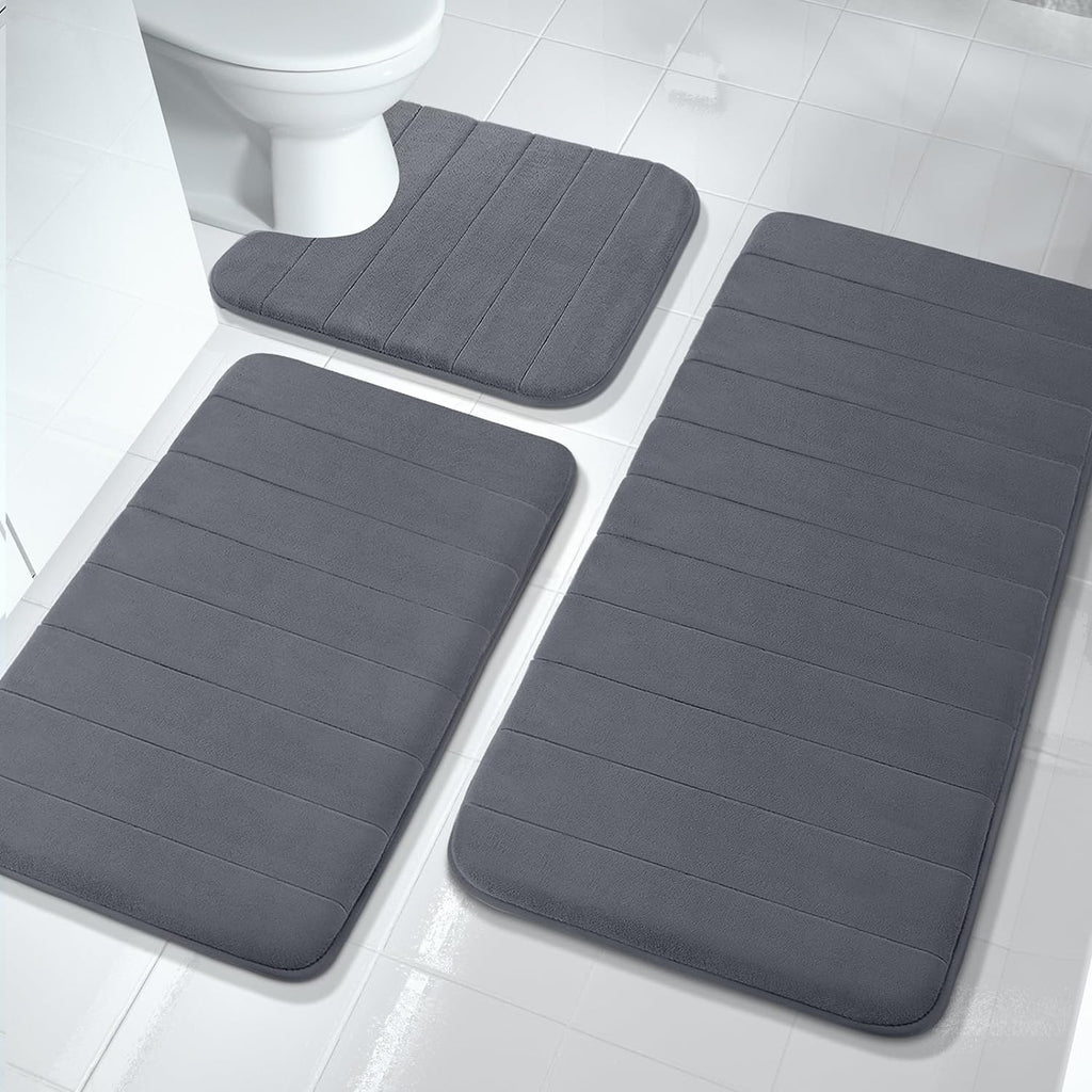Alfombra de baño antideslizante de espuma viscoelástica - juego de 3 piezas