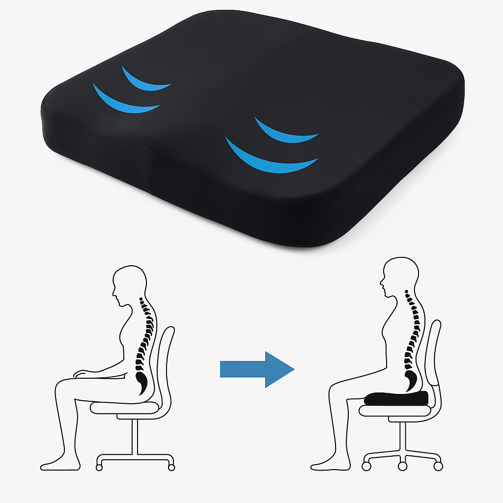 Cojín Ergonómico para Sentarse – Alivio para el Coccix y el Dolor de Espalda