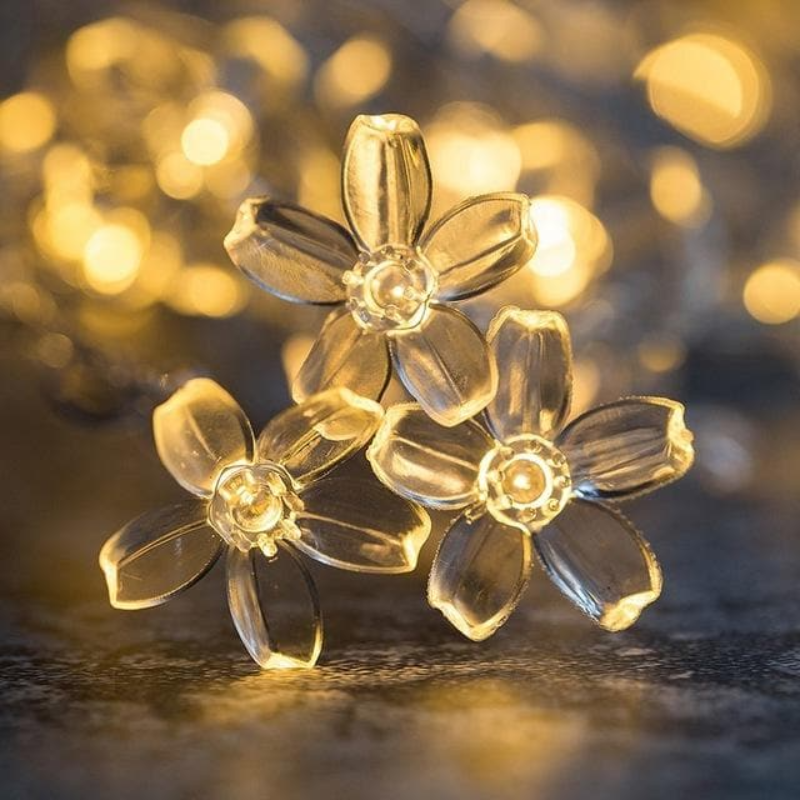 Cuerda de Luces LED Hadas Interior Exterior Blanco Cálido Estrella Flor Bola Dormitorio