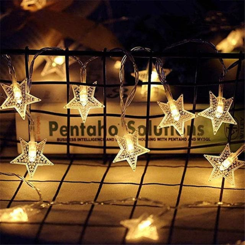 Cuerda de Luces LED Hadas Interior Exterior Blanco Cálido Estrella Flor Bola Dormitorio