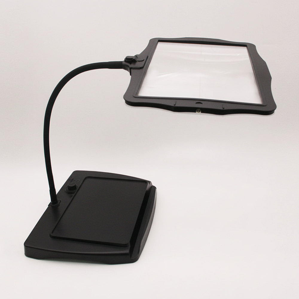 Lámpara de aumento con LED 3x Aumento Batería Negra Lectura Lámpara de lupa de pie Manos libres Lámpara de lectura