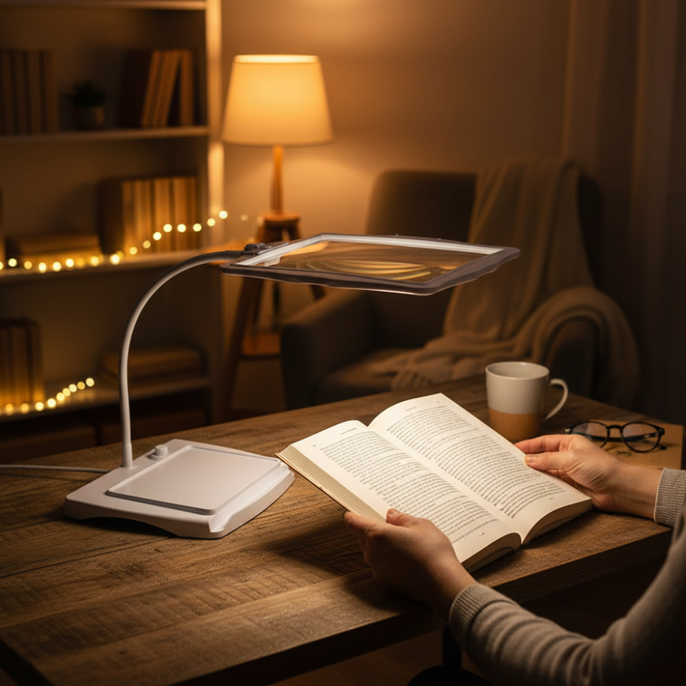 Lámpara de aumento con LED 3x Aumento Batería Negra Lectura Lámpara de lupa de pie Manos libres Lámpara de lectura