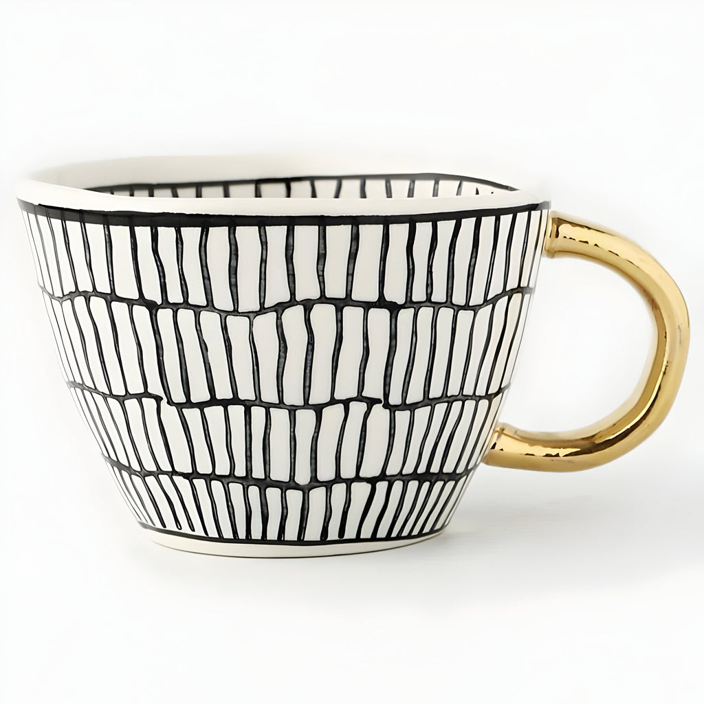 Taza de cerámica con diseño geométrico – Elegante y moderna | Ideal para café o té