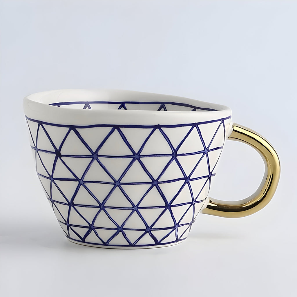 Taza de cerámica con diseño geométrico – Elegante y moderna | Ideal para café o té