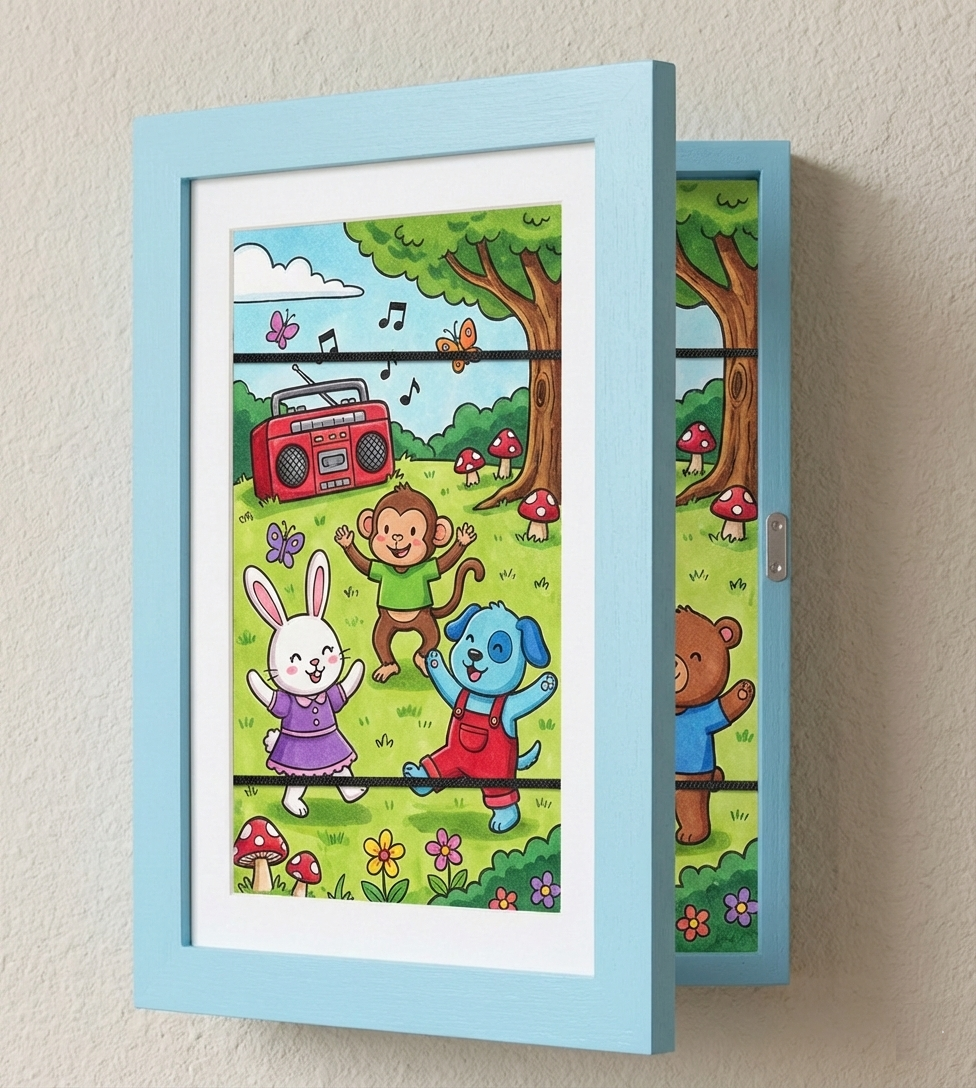 Lista de Cambio de Arte Infantil A4 A3 con Capacidad de Almacenamiento para 150 Dibujos Marco de Madera Plegable para Habitación Infantil Sala de Estar